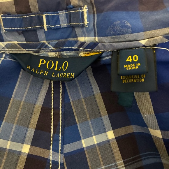 Polo Ralph Lauren Swimwear Madras Plaid Swim Shorts Men 40 Blue Board Shorts - Picture 8 of 10